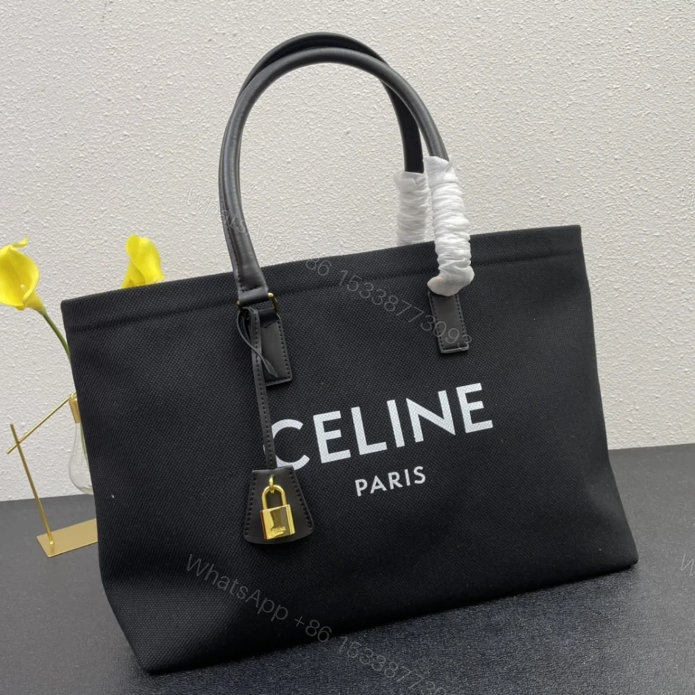 View 4 of CELINE HORIZONTAL CABAS TOTE CANVAS BLACK 33CM