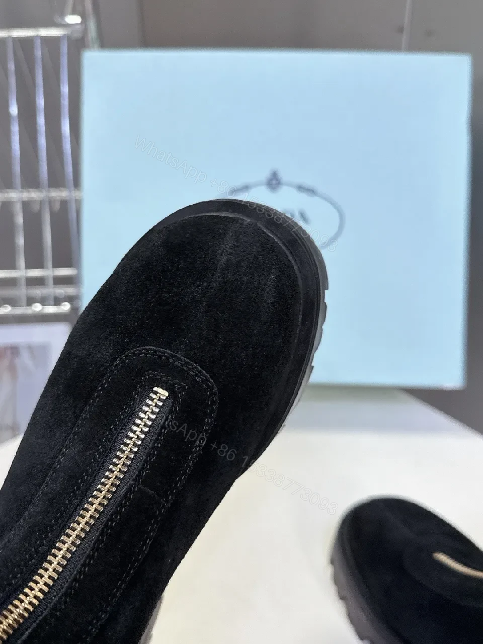 View 9 of Black Suede Boots with Gold Zip Detail – Modern Edge Comfort
