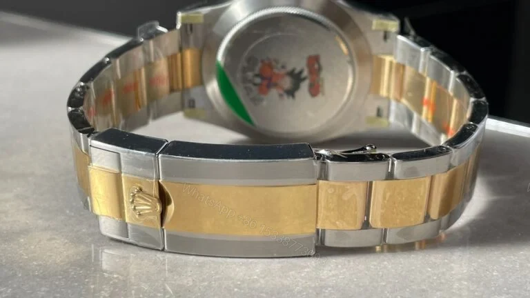View 3 of Replica Rolex Cosmograph Daytona Two-Tone Yellow Gold Mother of Pearl Diamond Dial 40mm