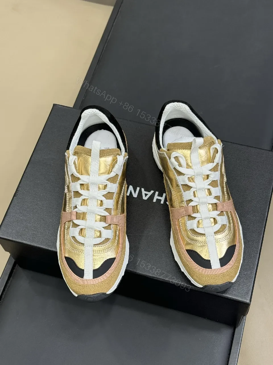 View 2 of Gold & Metallic Textured High-Tops with Couture Detail