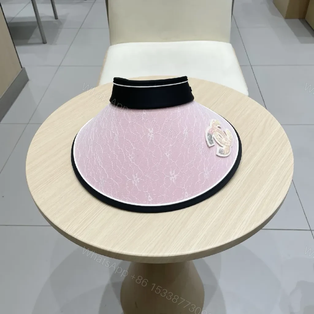 View 8 of Pink Visor with Chanel-Inspired Logo - Luxe Everyday Accessory