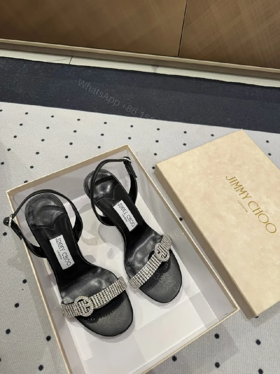 View 8 of Diamond-Strap Luxe Sandals: Black Leather, Evening Glamour