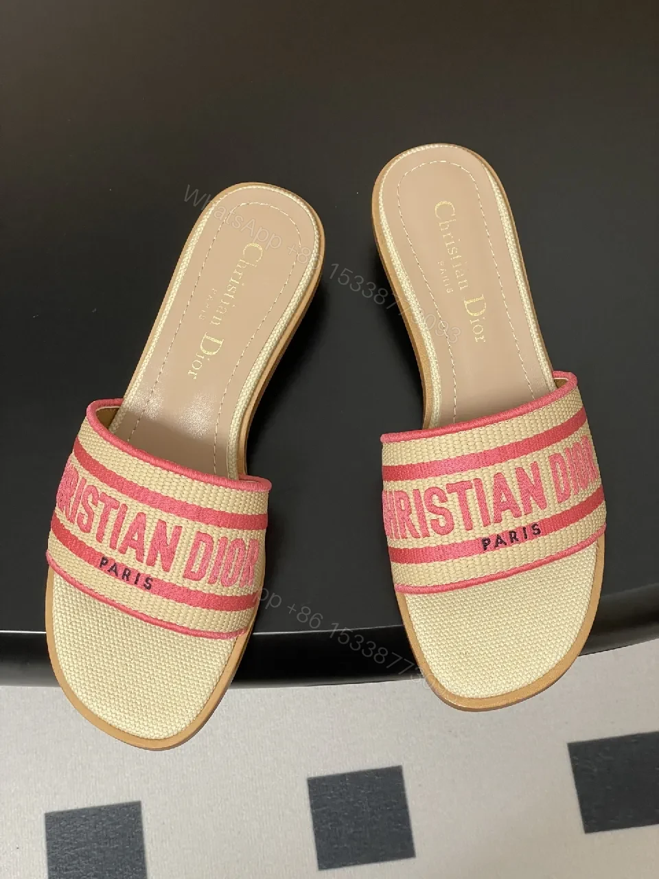 View 7 of Raffia Mules: Logo Stripe, Open-Toe, Wooden Heel, Summer chic