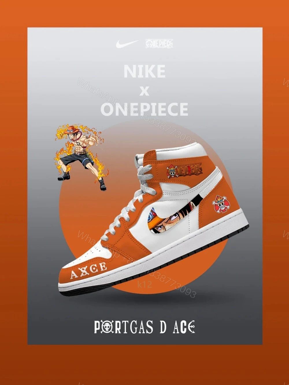 Portgas D Ace V.1 Custom High-Top Jordan 1 — view 1