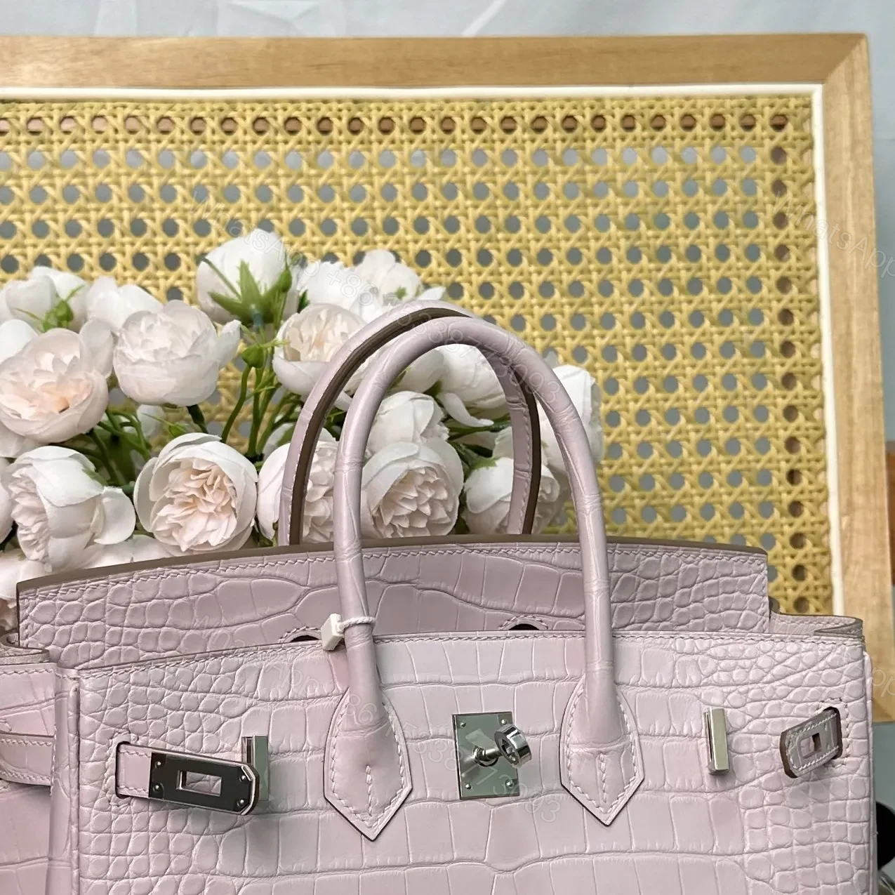 View 5 of Hermes Birkin 25cm Sakura Pink Crocodile Leather Gold Hardware