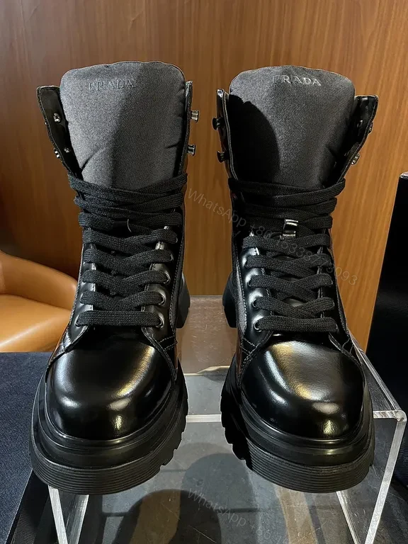 View 3 of Bold Combat Chelsea Boots: Prada-Inspired Luxury Leather Boots