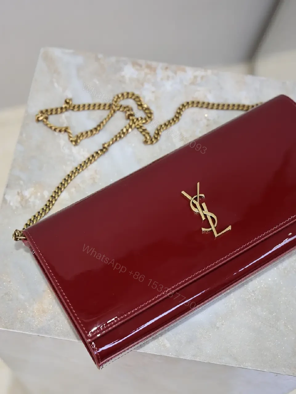 View 3 of Elegant Red Patent Crossbody, Structured & Versatile Bag
