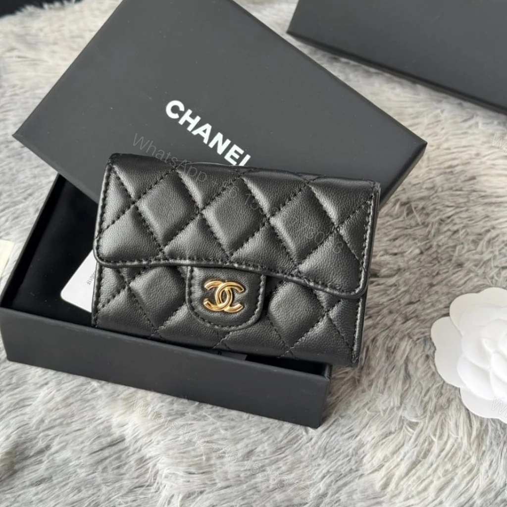 View 2 of Chanel Classic Card Holder With Gold Hardware Black 11Cm