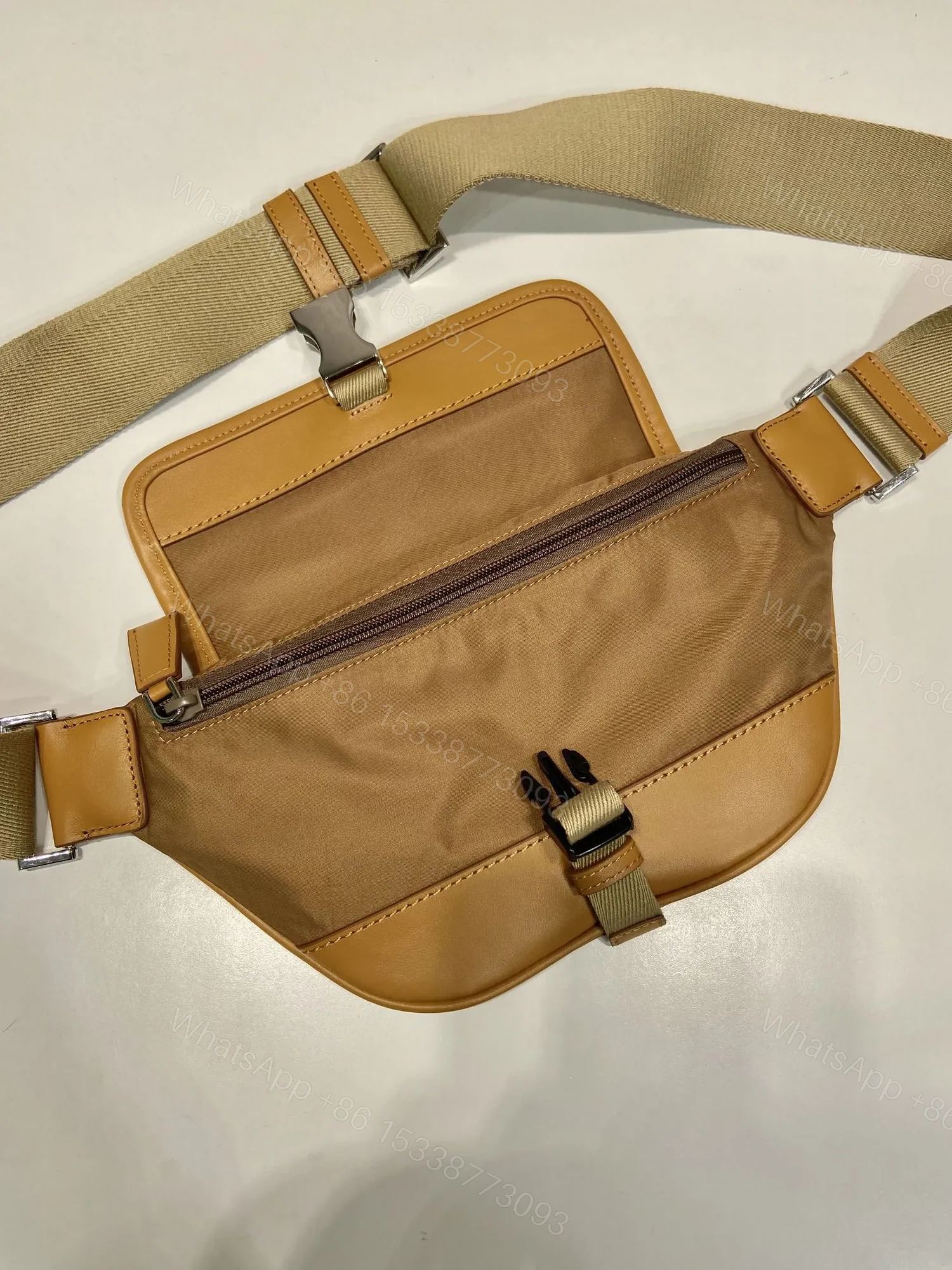 View 6 of BELT BAG 18 IN SEPIA BROWN RE-NYLON AND CALFSKIN TRIM