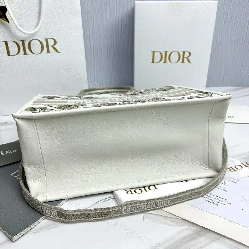 View 5 of Floral Tapestry Tote: Canvas & Leather, Signature Dior-inspired Luxury