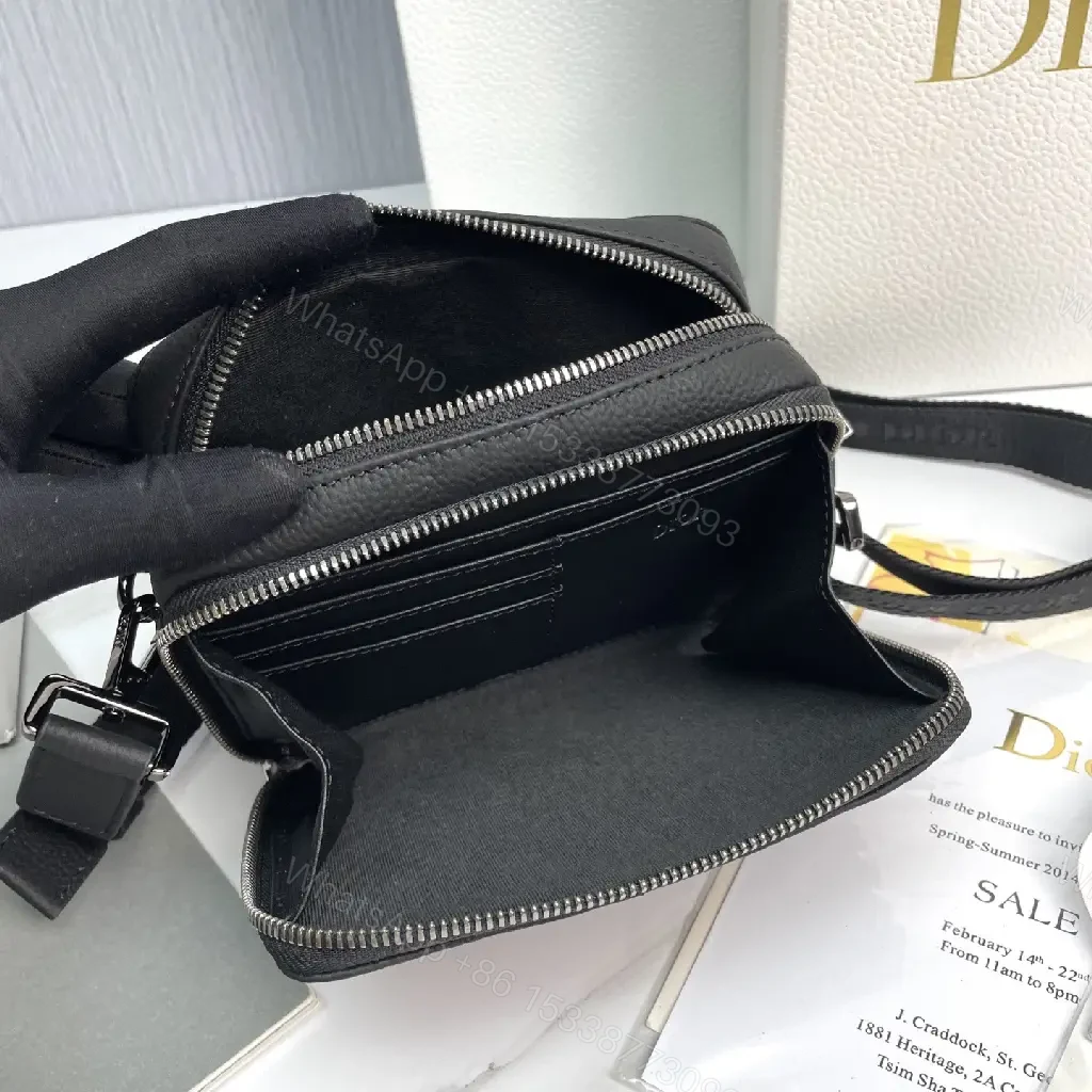 View 9 of Black Leather Crossbody: Embossed Texture, Modern Minimalist Bag