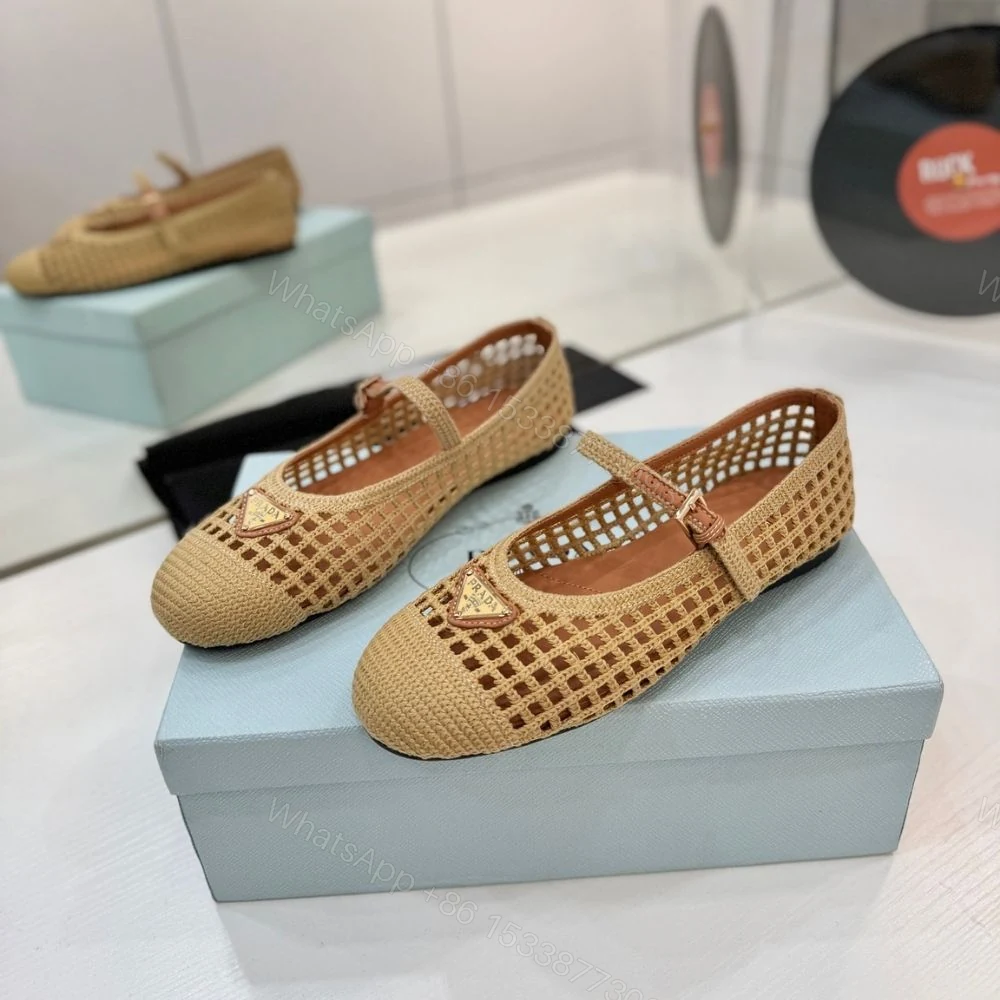 View 4 of Prada Crochet Ballerinas Beige Brown