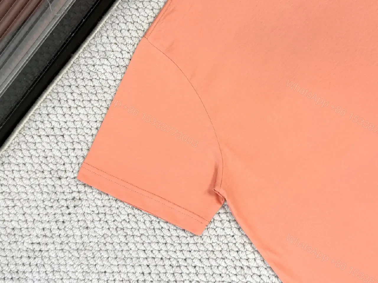 View 3 of Coral Cotton T‐Shirt with Subtle Logo – Everyday Luxury Comfort