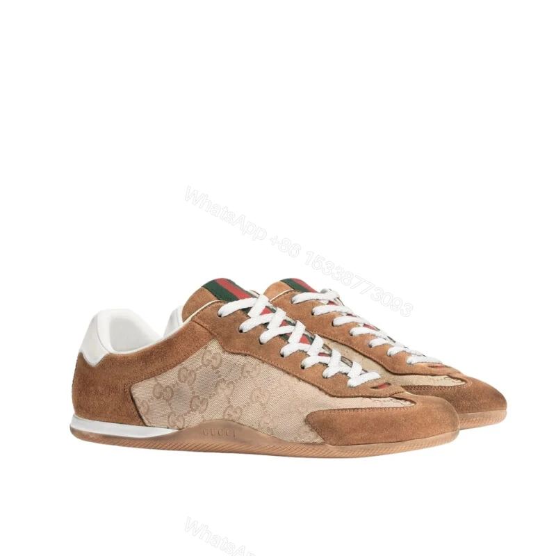 View 10 of Gucci Men Shift Trainers Beige And Dark Brown