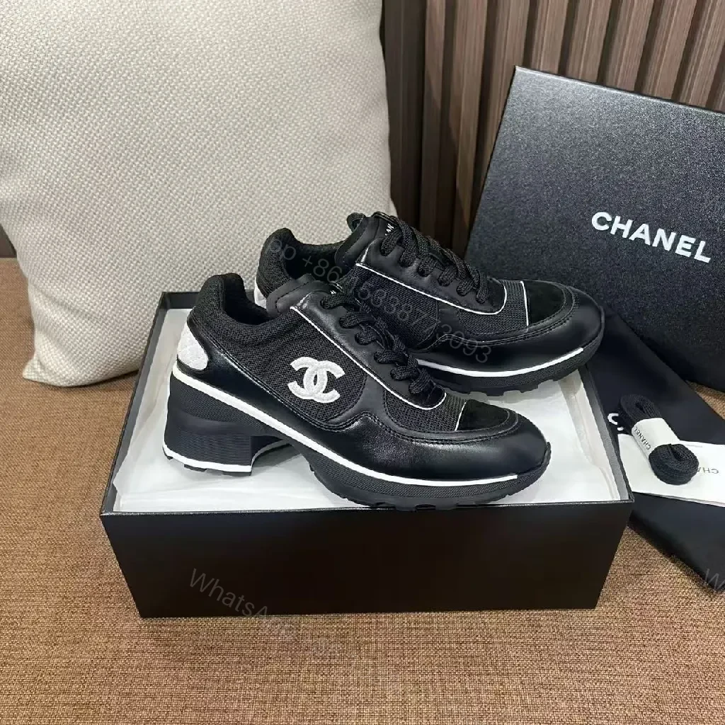 View 2 of Black Leather Low-Top Sneakers, Signature Detailing, Luxury Style