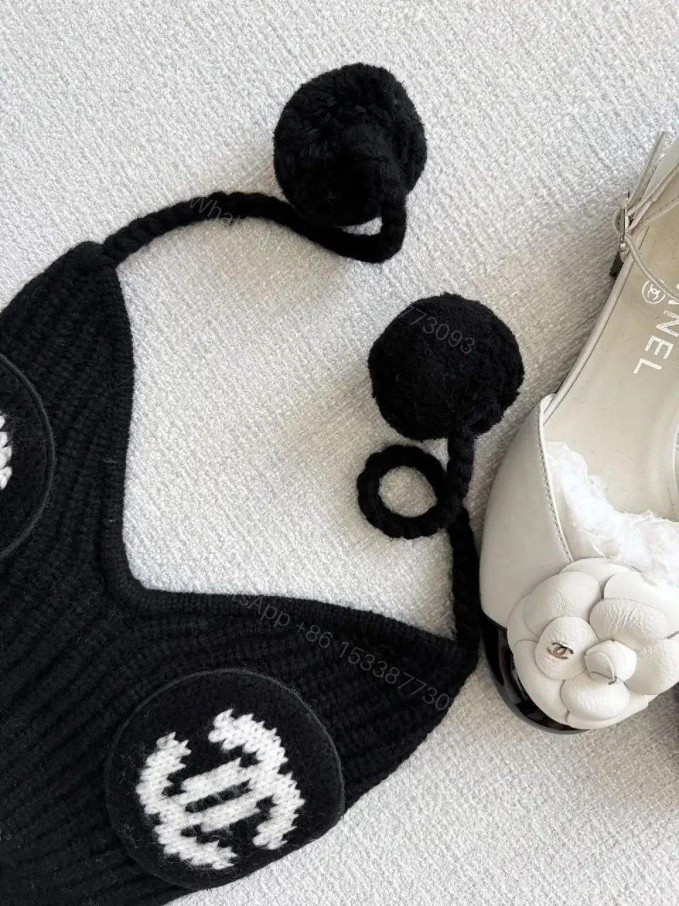 View 8 of Chic Knit Beanie with Logo Patches and Earflaps
