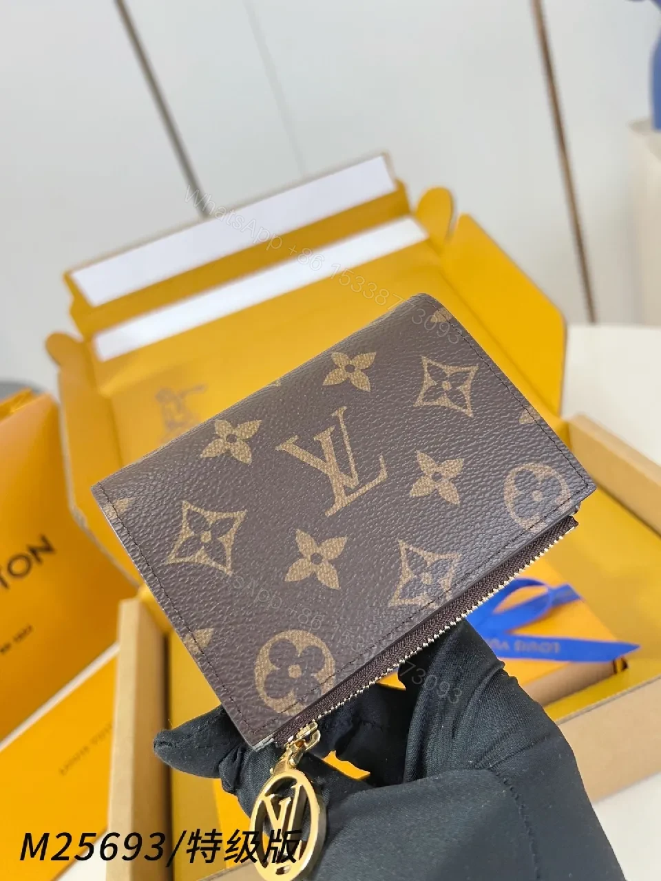 Monogram Canvas Compact Wallet with Gold Hardware — view 1