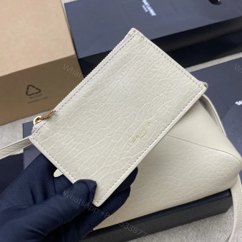 View 9 of Pebble Leather Crossbody with Gold Monogram Front Flap Bag