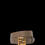 View 5 of FENDI GREY LEATHER BELT WITH FENDI GOLD BUCKLE 40MM