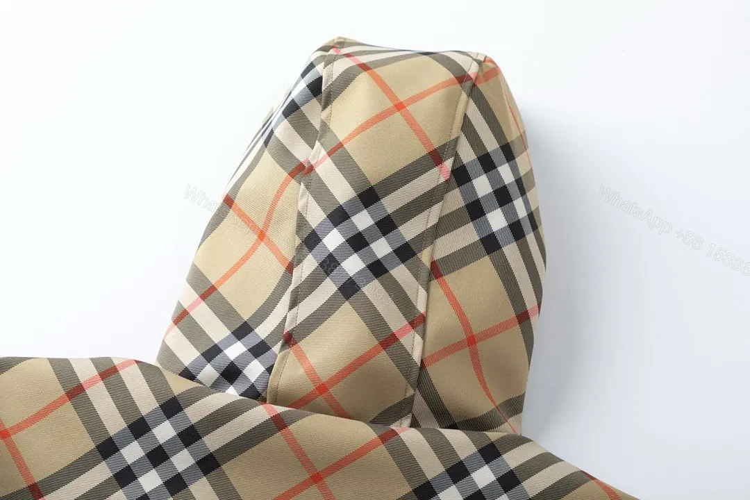 View 10 of Beige-Black-Orange Check Lightweight Windbreaker, Casual Style