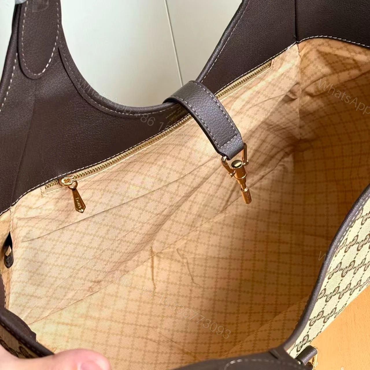 View 6 of Gucci Mercato Medium Tote Bag Sand And Brown GG Canvas 35cm