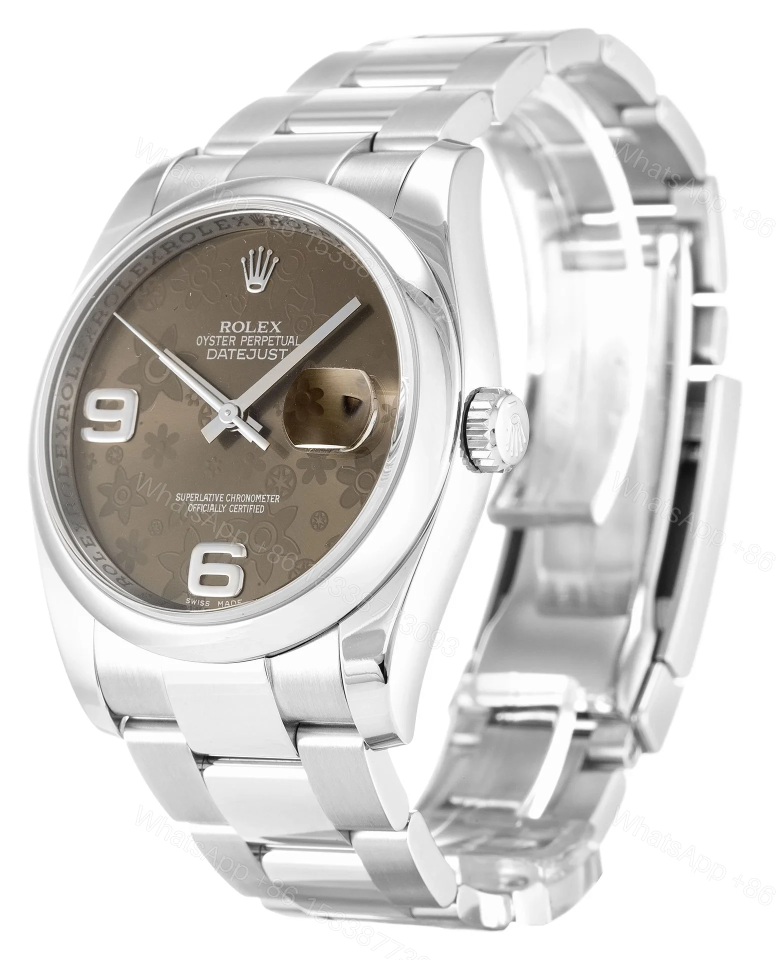 View 2 of Replica Rolex Datejust Brown Floral Dial 116200 36 mm