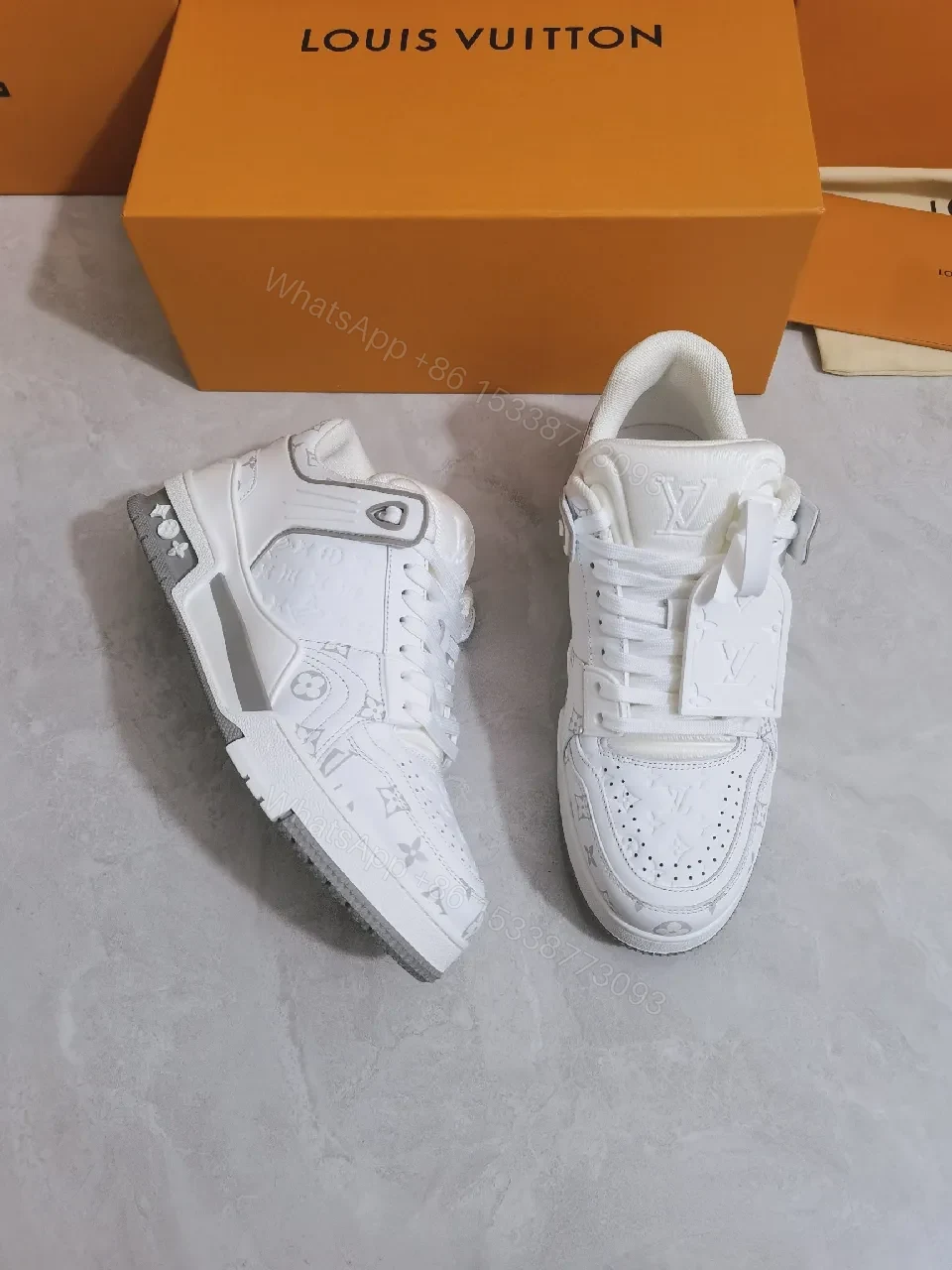 View 2 of Monochrome Leather High-Top Sneakers with Luxe Detailing