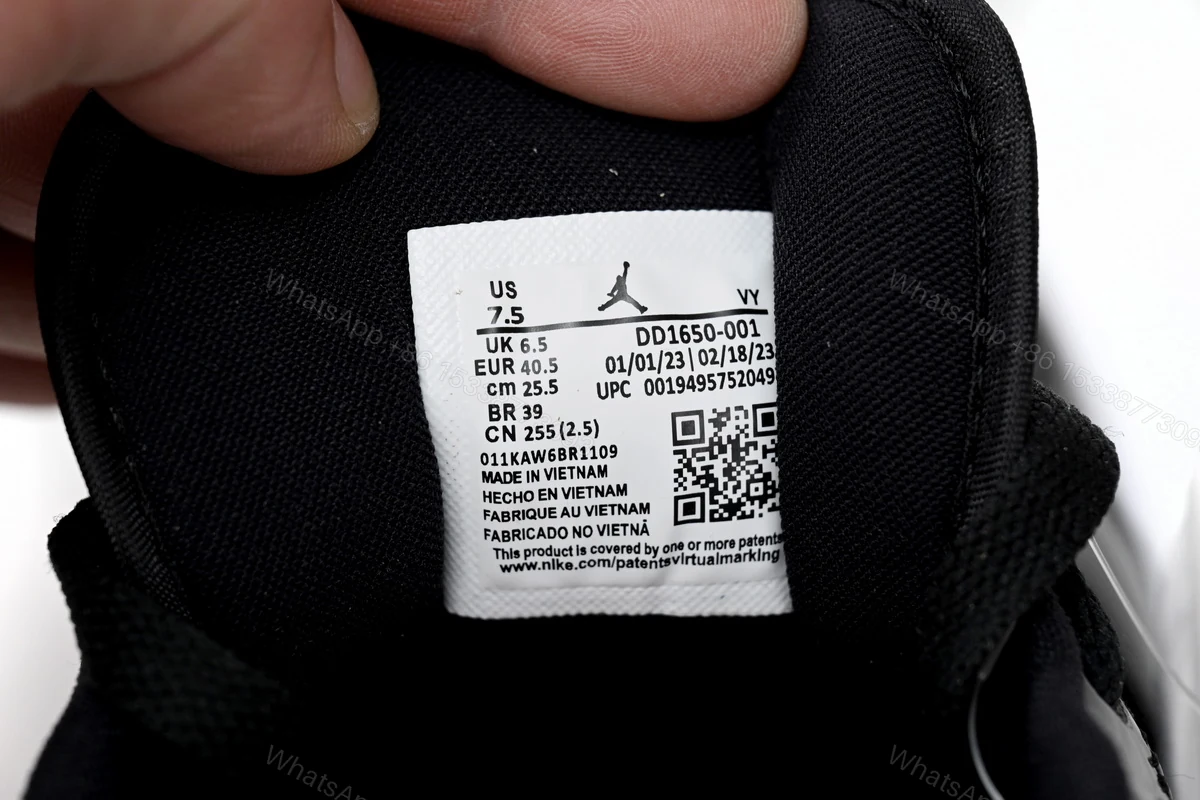 View 9 of Air Jordan aj1 Low Vintage Black And White DD1650-001