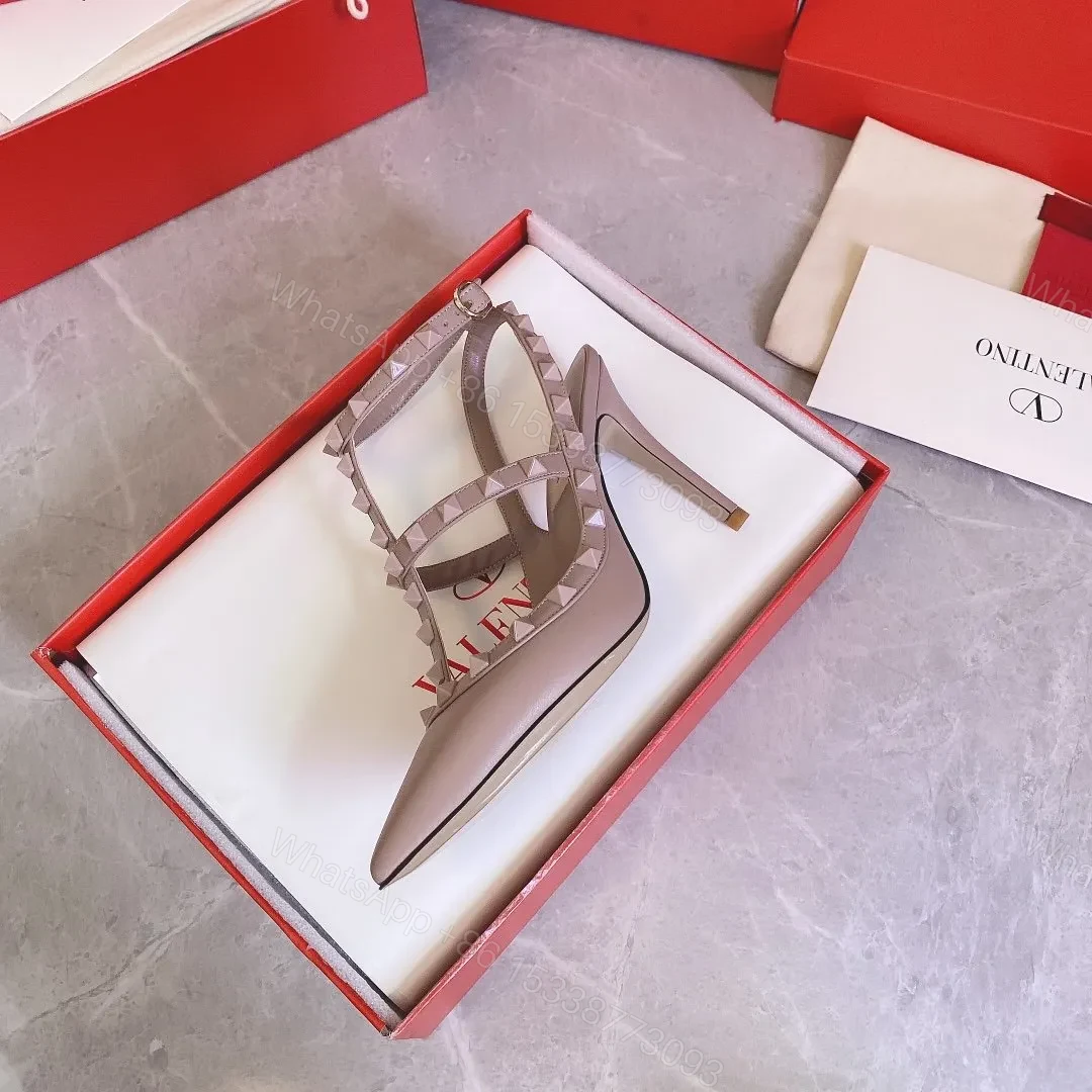 View 5 of Valentino Women Beige Leather Studded Pumps