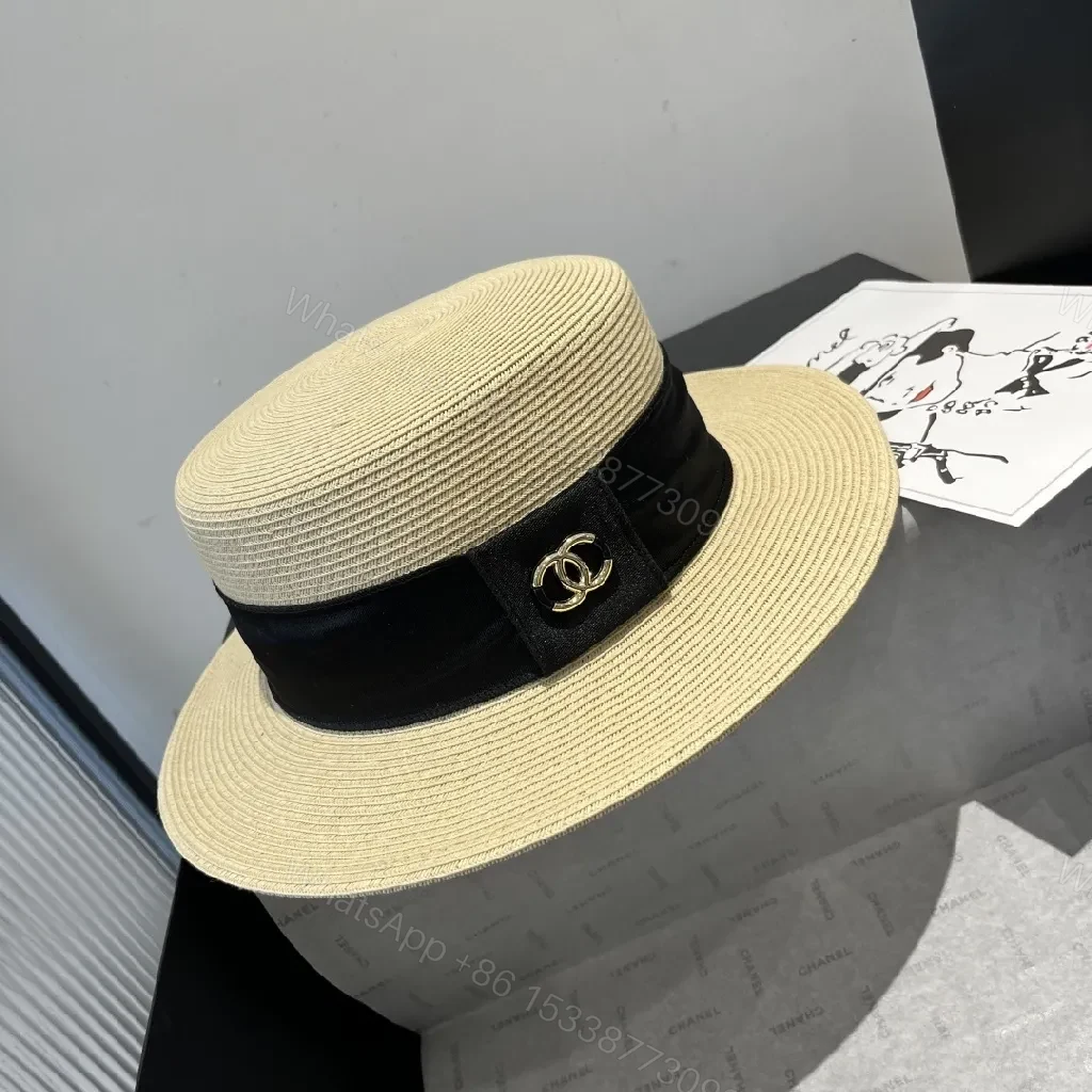 View 5 of Straw Boater Hat with Satin Band – All-Season Chic