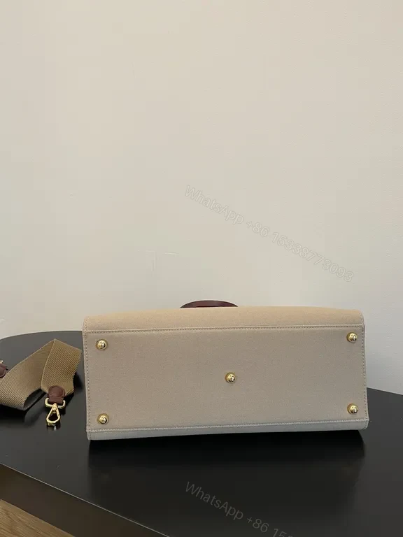 View 3 of Structured Canvas Tote by Fendi: Signature Hardware Tote