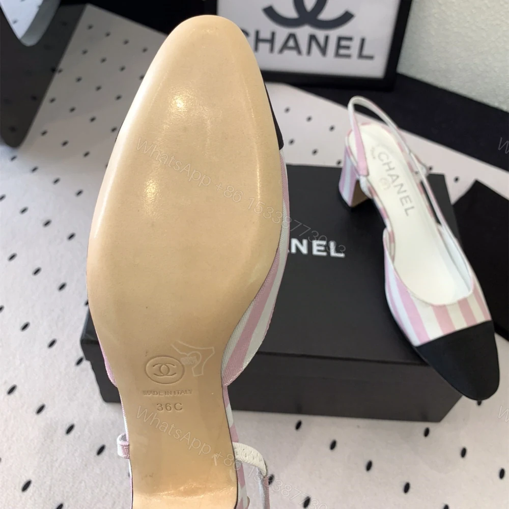 View 9 of 高仿Chanel*G31320A套腳露跟休閒單鞋粉色5.5CM免檢版