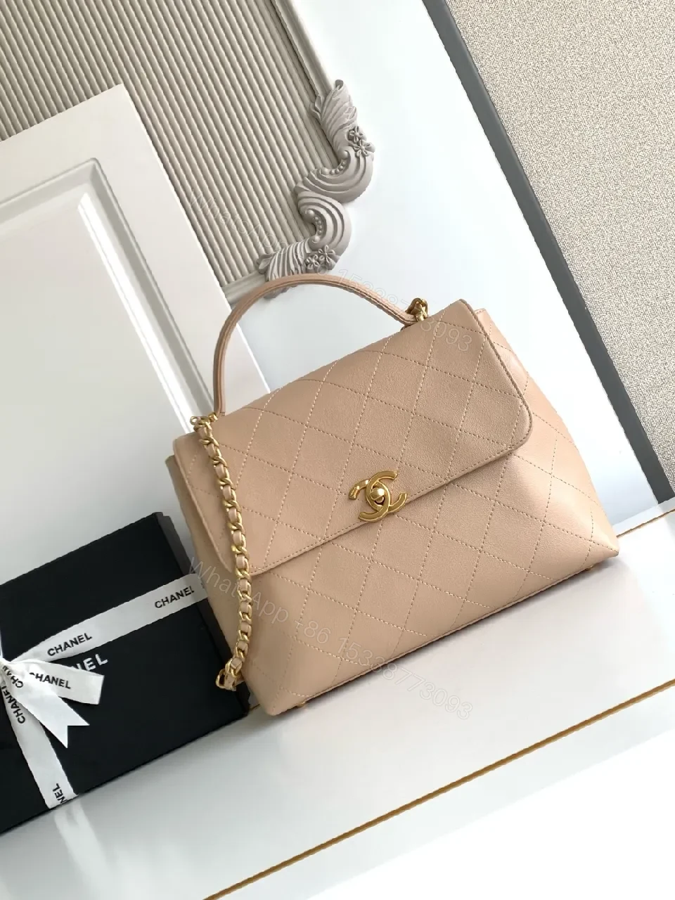 View 6 of Quilted Nude Leather Bag: Minimalist Luxury Crossbody