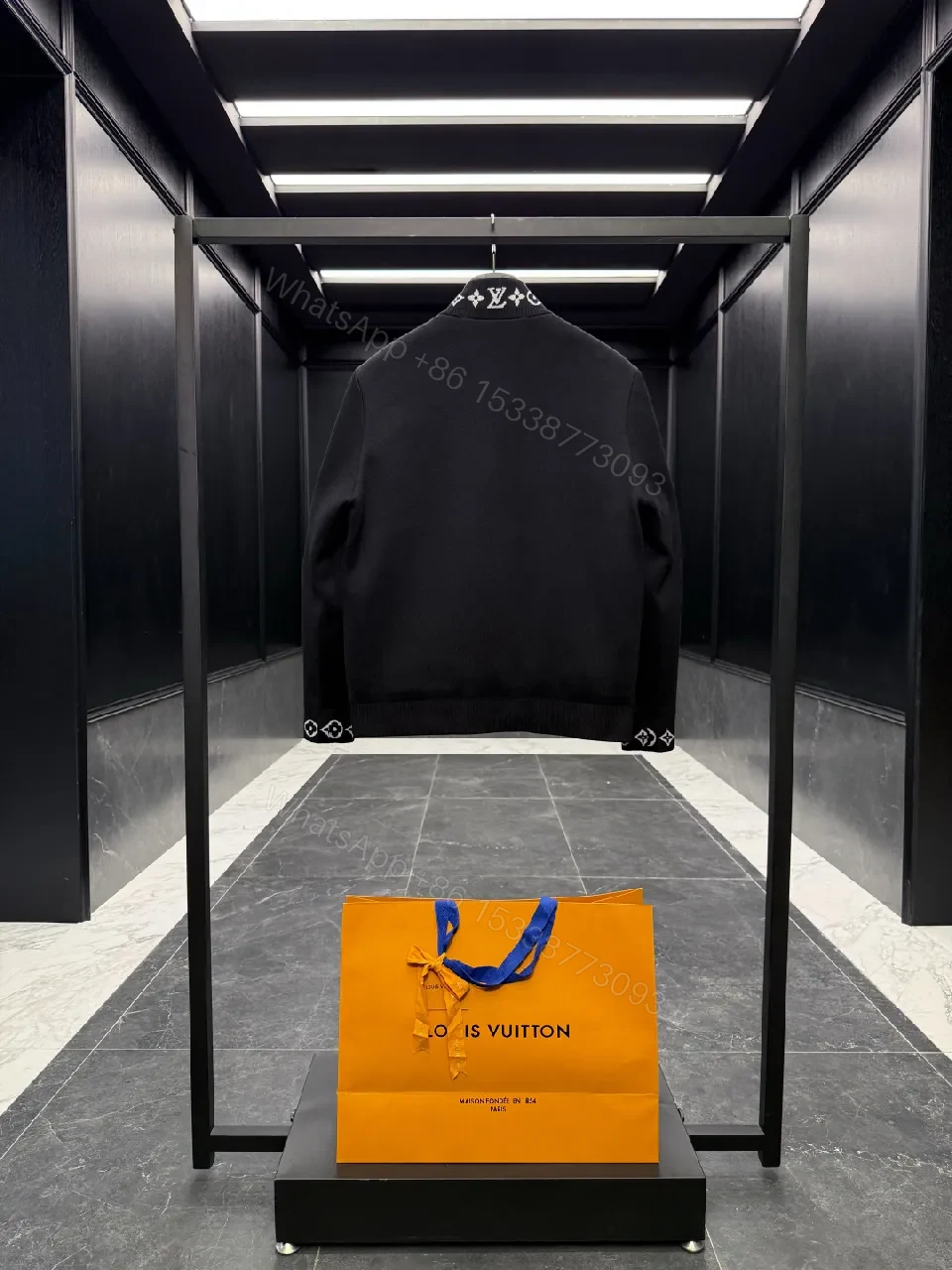 View 3 of Black Cotton-Nylon Coach Jacket | Modern Luxe, Signature Details