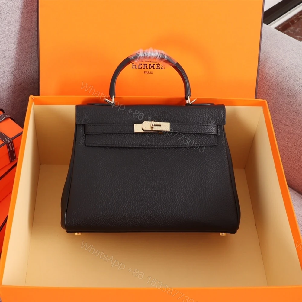 View 2 of Hermes Kelly Togo Handbag Black 25Cm