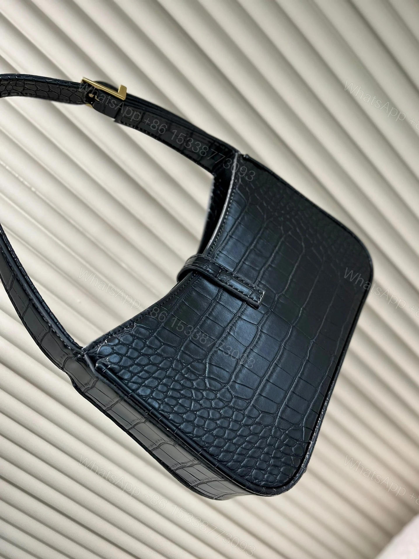 View 4 of Ysl Hobo Bag Crocodile Embossed
