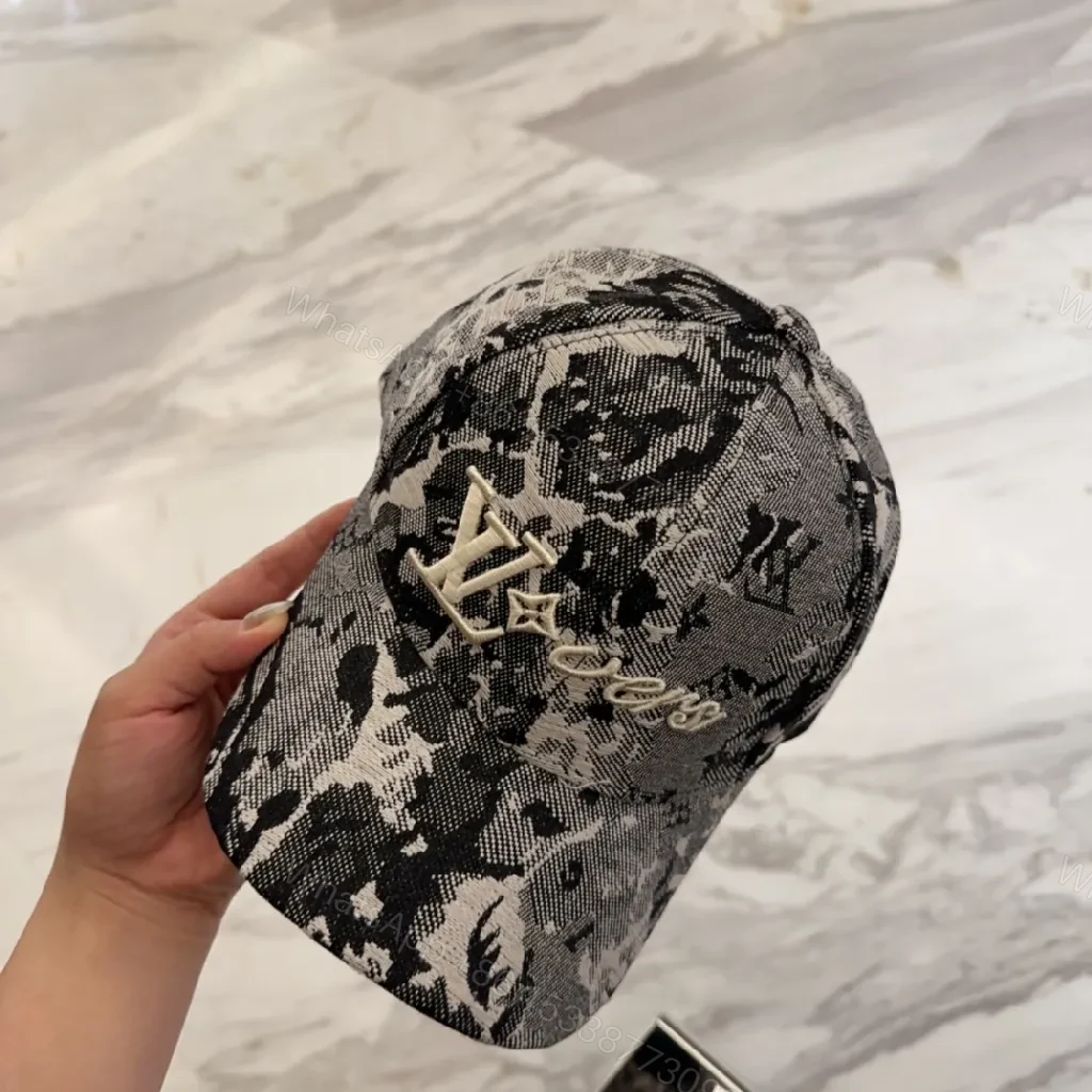 View 5 of Black & White Camouflage Cap with Metallic Emblem (Unisex)