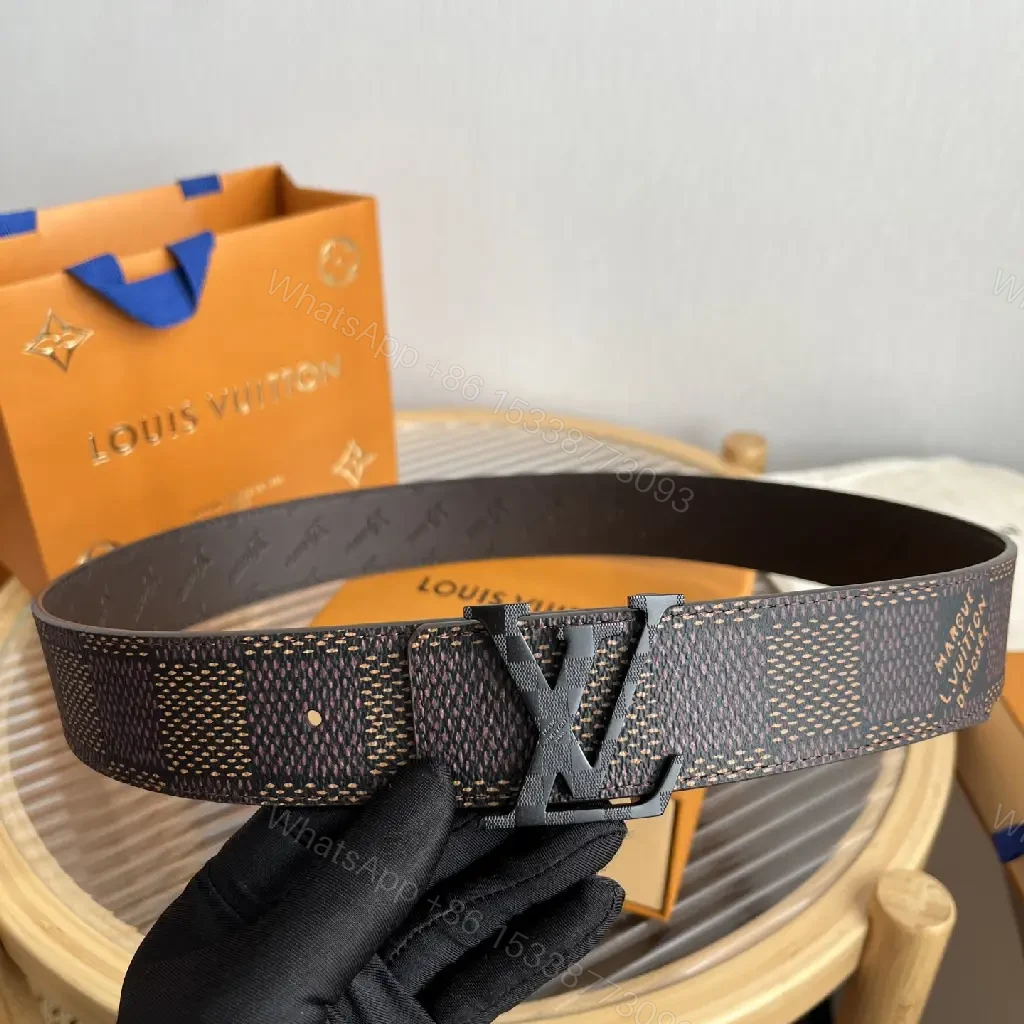 View 3 of Dark Brown Belt Monogram Pattern Slider Belt with LV Buckle