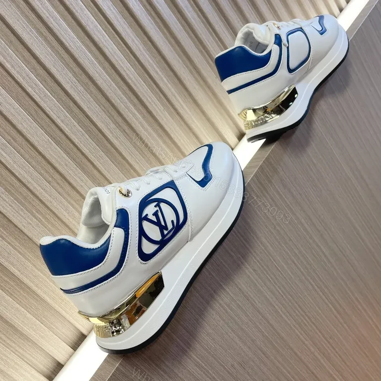 View 7 of White & Navy Luxury Trainer: LV-Emblem, Premium Sneaker