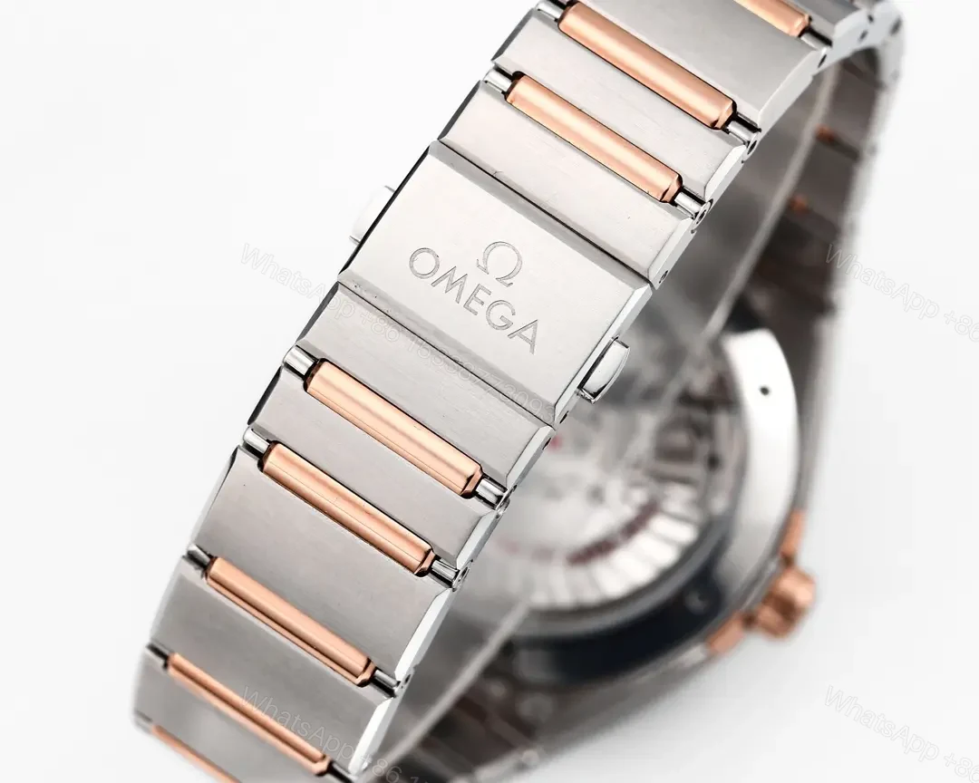 View 9 of Omega Constellation Star Series 5th Generation Ceramic Bezel Watch 41mm Burgundy Dial Stainless Steel and Rose Gold Bracelet