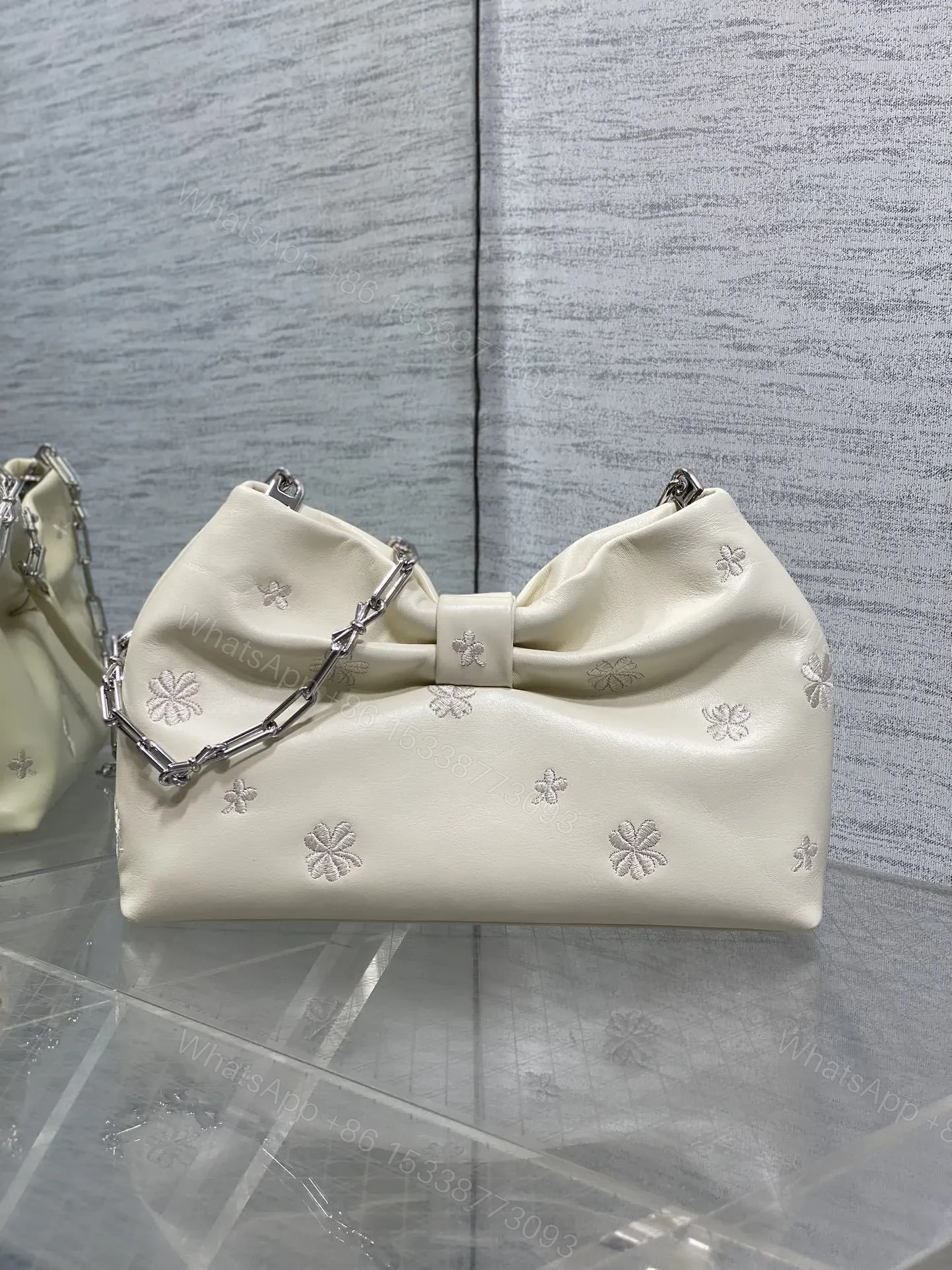 View 3 of Dior Bow Bag Small Latte Lambskin