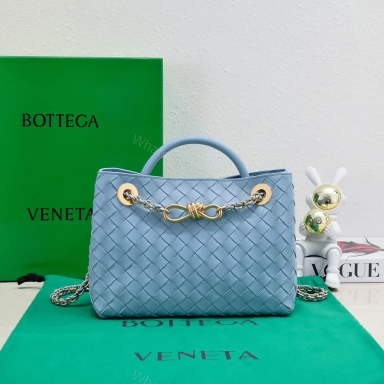 Blue Woven Handbag: Premium Vegan Textile, Gold Hardware, Structured Silhouette — view 1