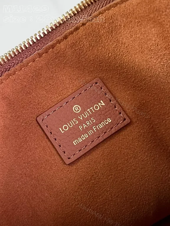 View 2 of Leather Belt Bag: Subtle LV Logo, Crescent Shape, Crossbody Carry