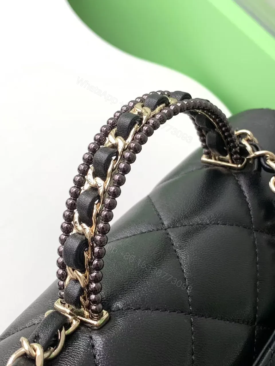 View 9 of Quilted Leather Crossbody Bag: Gold Logo Charm