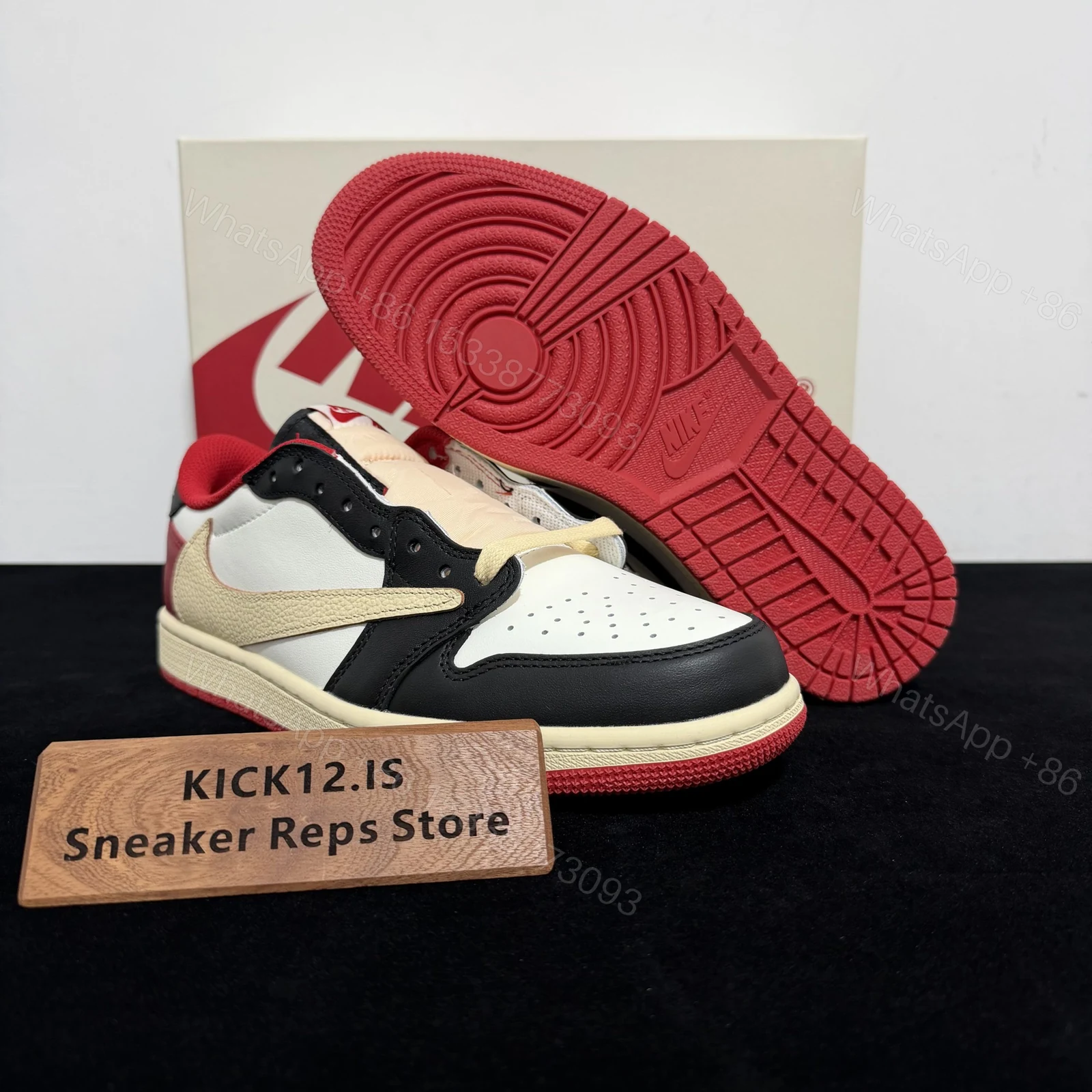 View 3 of Travis Scott x Nike Air Jordan 1 Low OG Black/Red Replica