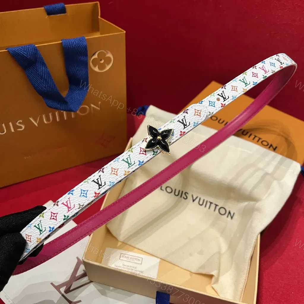 View 3 of Colorful Monogram Belt with Fleur-de-Lis Clasp, Luxe Contrast