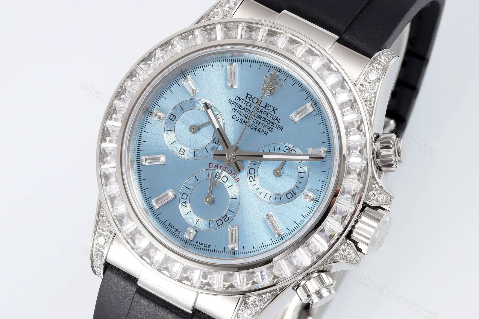 View 2 of Elegant ice blue diamon plica 40MM Rubber Strap Edition ROLEX-DAYTONA-ICE-DIA-RUB-40