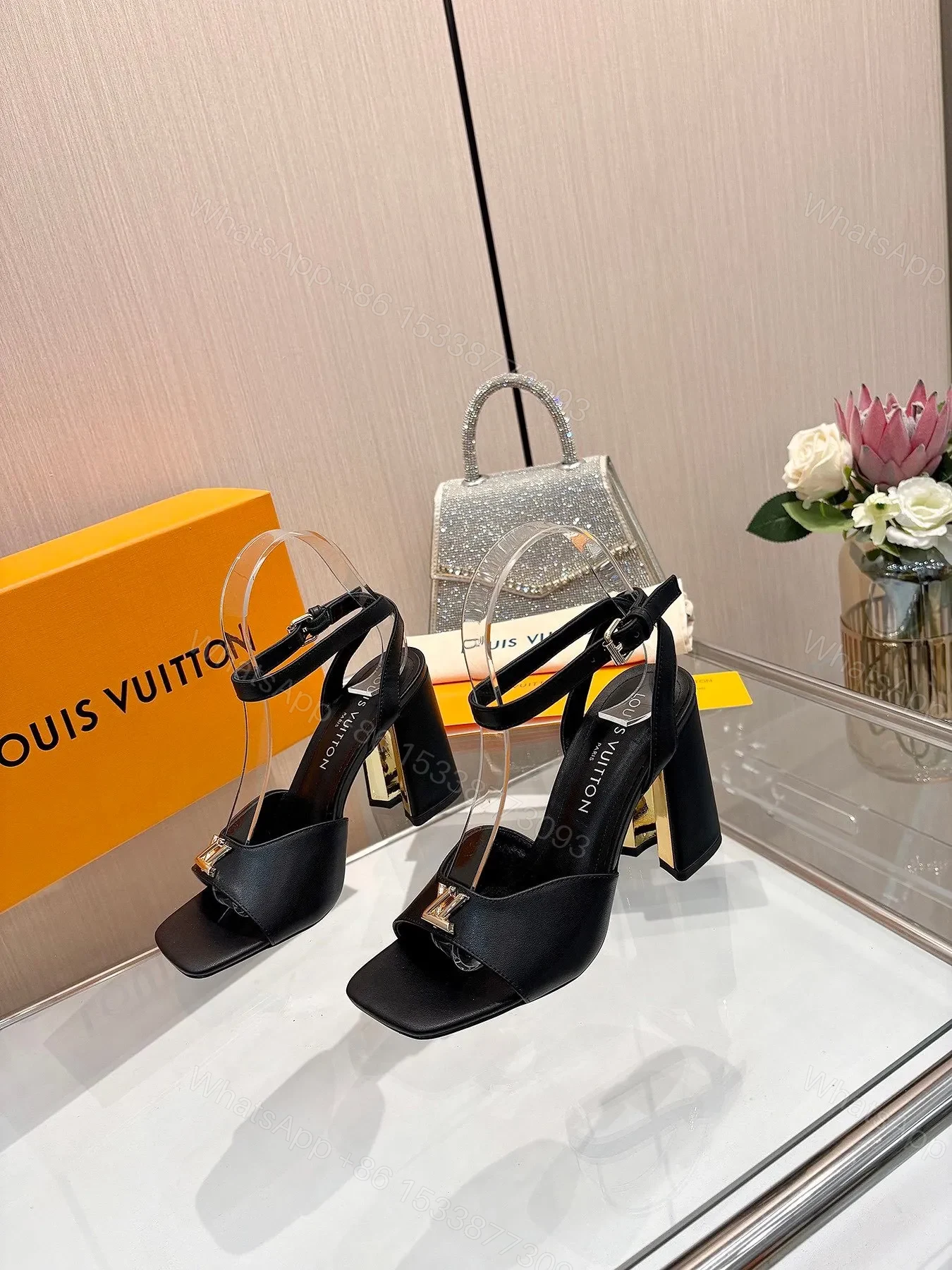View 5 of LV Women Black Leather Heels