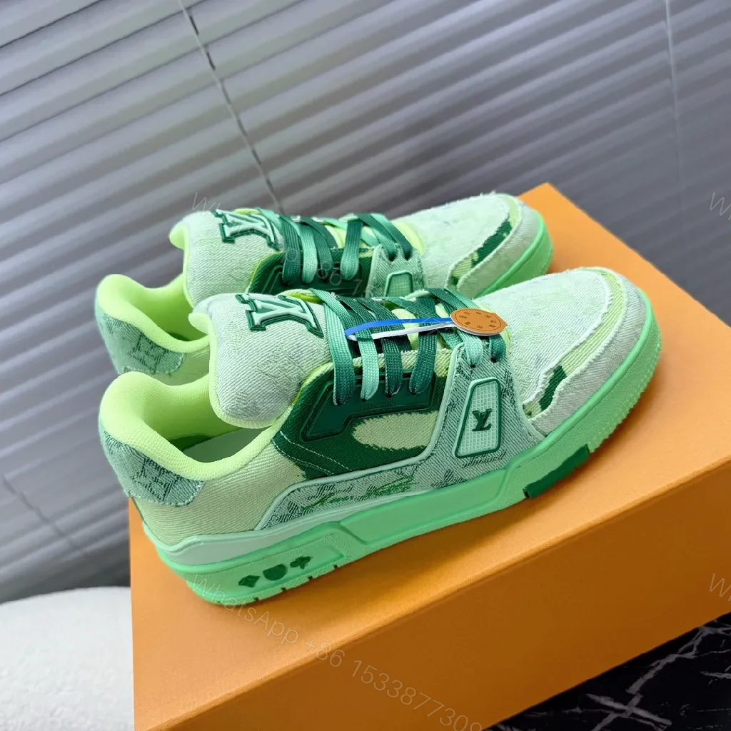 View 6 of Lime Premium LV-Inspired High-Top Sneakers with Comfort