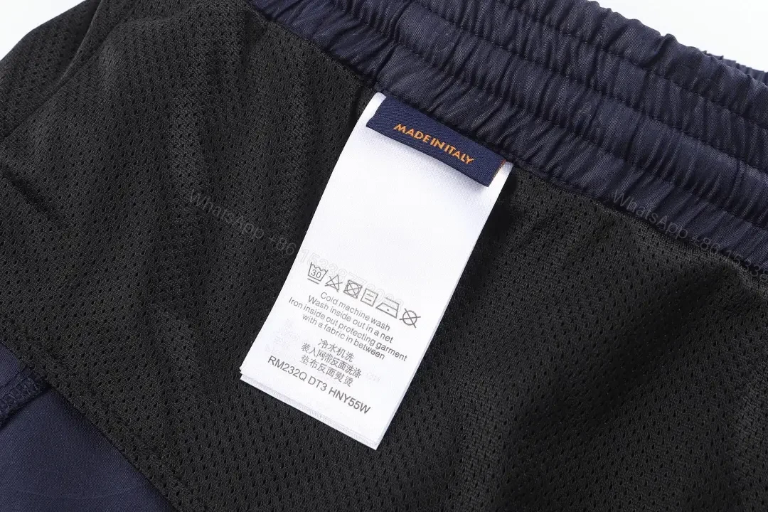 View 7 of Blue Leather-Look Louis Vuitton Monogram Print Shorts